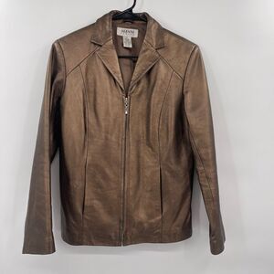 ALFANI petite Lamb Leather‎ Jacket gold Size small petite